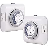 GE 24-Hour Heavy Duty Indoor Plug-in Mechanical Timer 2 Pack, 30 Minute Intervals, Daily On/Off Cycle, for Lamps, Seasonal Li