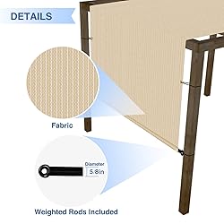 E&K Sunrise 9'Wx18'L Pergola Shade Cover with