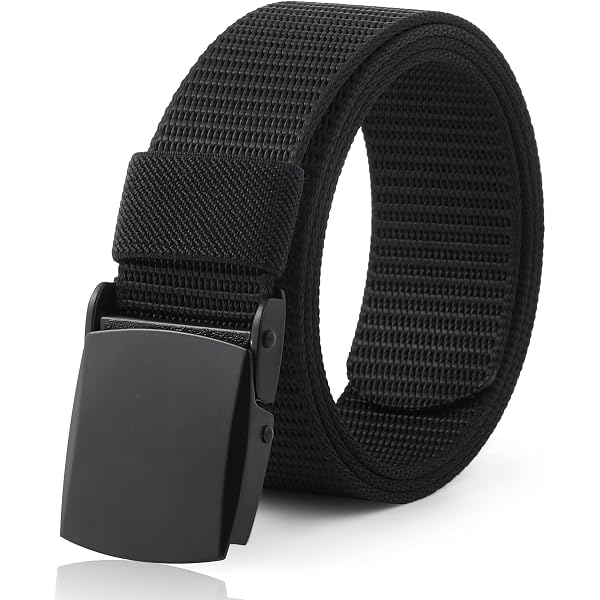 CTM Men's Fabric Belt - 1.25 Inch Wide, Nickel Flip Top Buckle, Navy, Adjustable Up To 42" - View #8