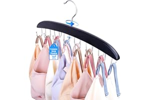 DETII 1PC Bra-Hanger-Space-Saving for Closet, Tank-Top-Hanger Stackable with 360°Rotating Hook,Closet-Organizer and Storage Hold Up 14 Bras-Camisoles-Ties-Swimsuits-Strappy-Dress