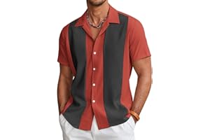 COOFANDY Men's Casual Button Down Shirts Vintage Bowling Shirts Summer Cuba Beach Shirts
