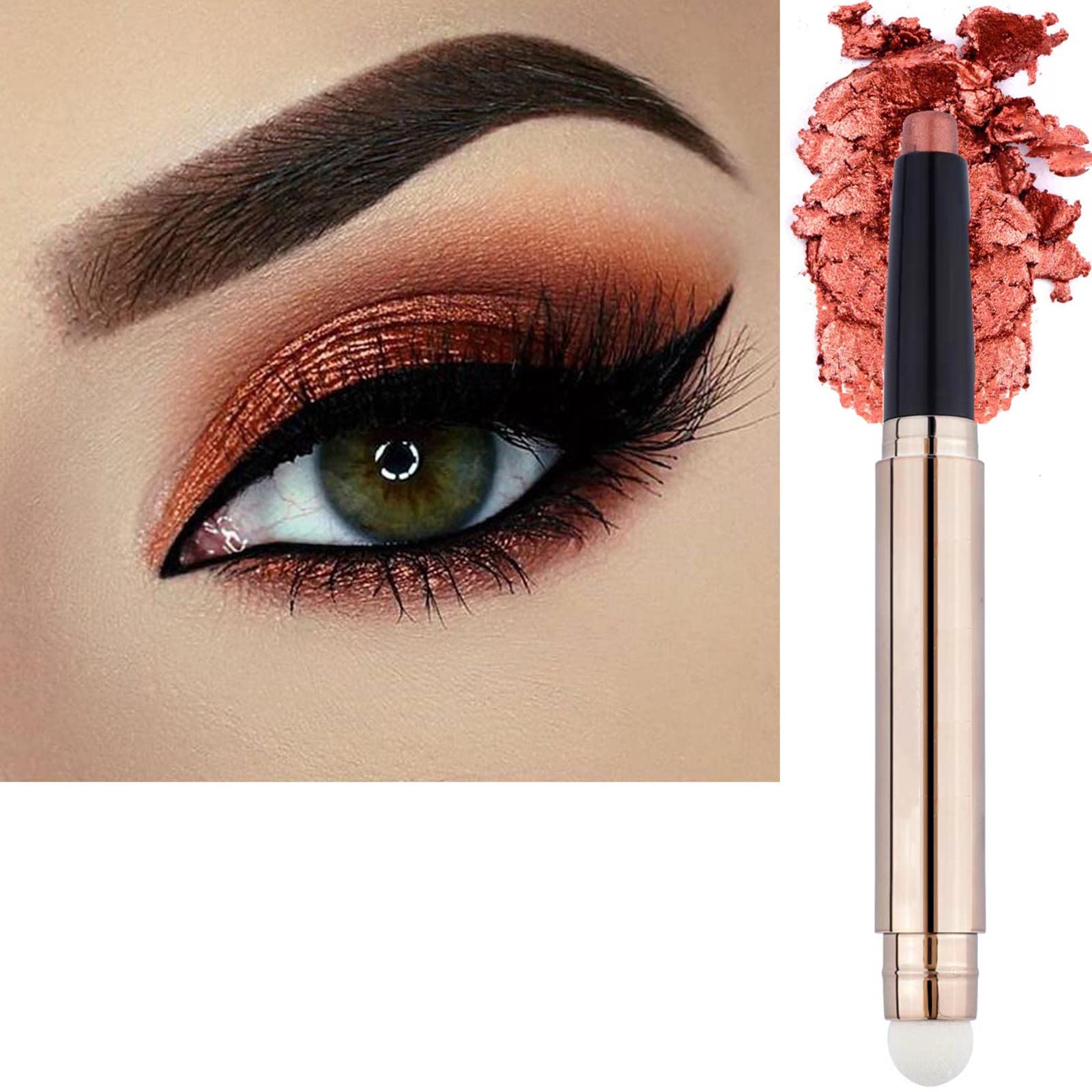 Photo 1 of SAUBZEAN Orange Brown Eyeshadow Stick Makeup, Highlighter Matte Cream Eye Shadow Pencil, Waterproof Hypoallergenic Long Lasting Crayon, Glitter Primer Palette Shimmer Eyeliner Pen