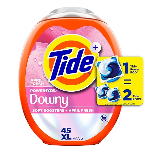 TIDE POWER PODS + DOWNY LAUNDRY DETERGENT PODS, 45 COUNT, SOFT BOOSTERS + APRIL FRESH