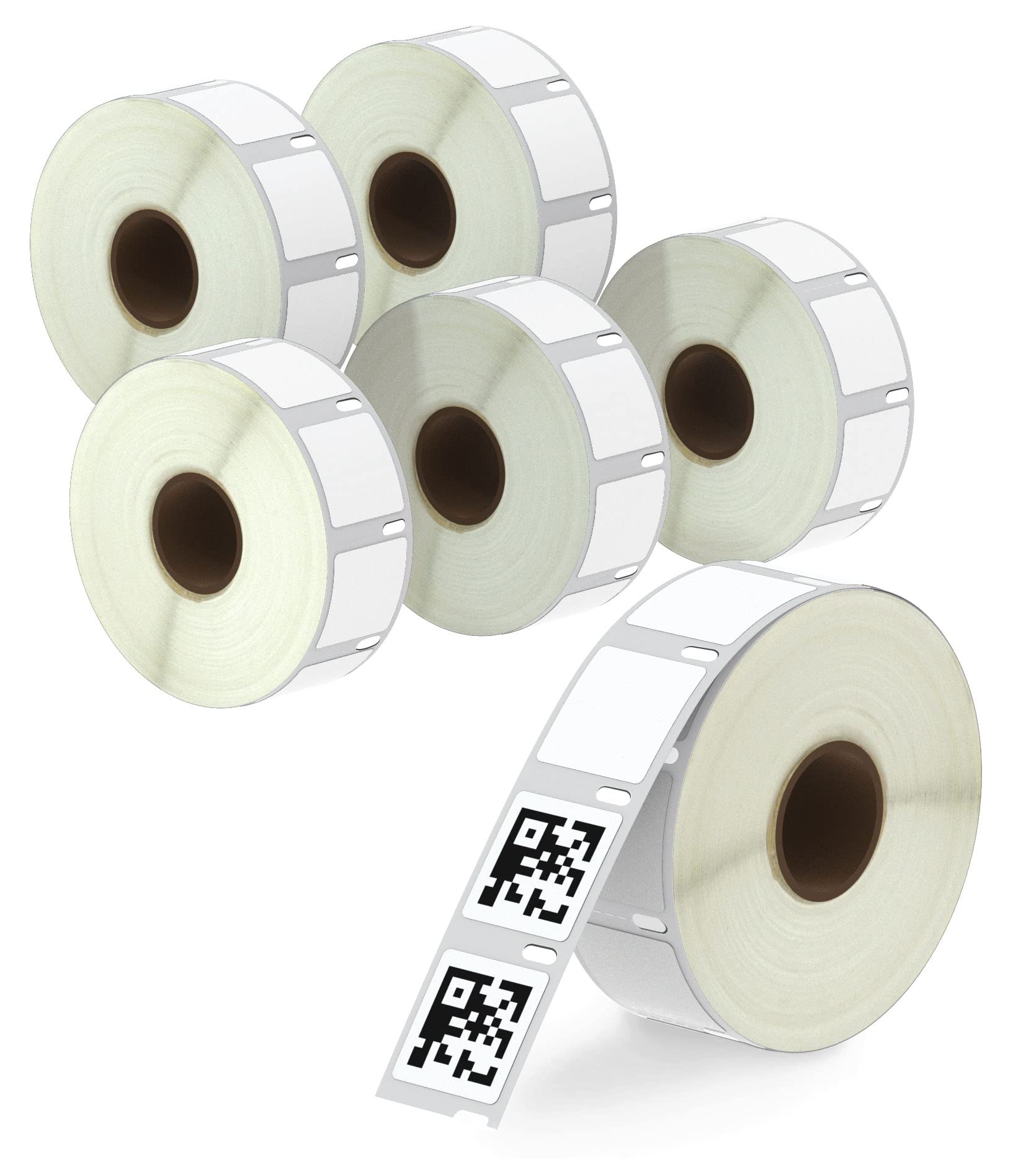 BETCKEY - 6 Rolls S0929120 Self-Adhesive Labels, 25mm x 25mm, 4500 Small Multi-Purpose Labels Compatible with DYMO LabelWriter 450, 4XL, NOT Fit 550 or 5XL