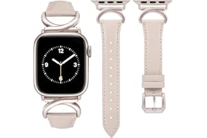 Minyee Leather Bands Compatible with Apple Watch Band 41mm 40mm 38mm 44mm 45mm 42mm 49mm Women, Slim Thin Dressy Designer Strap with C-Shape Metal Buckle for iWatch Ultra 2, Series 9/8/7/6/5/4/3/2/1/SE