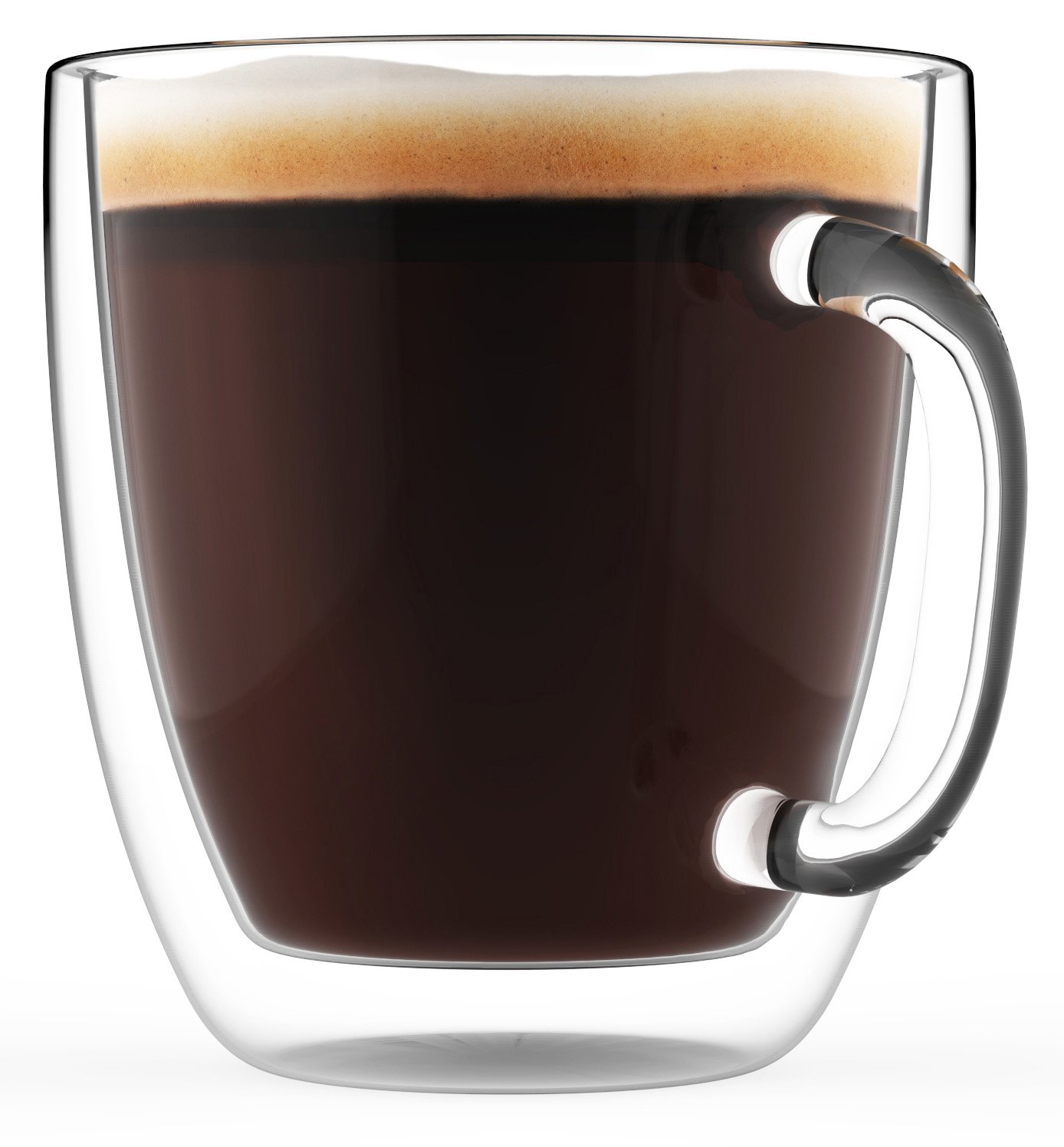 Elixir Glassware Large Coffee Mugs, Double Wall Glass Set of 2, 470 ml Dishwasher & Microwave