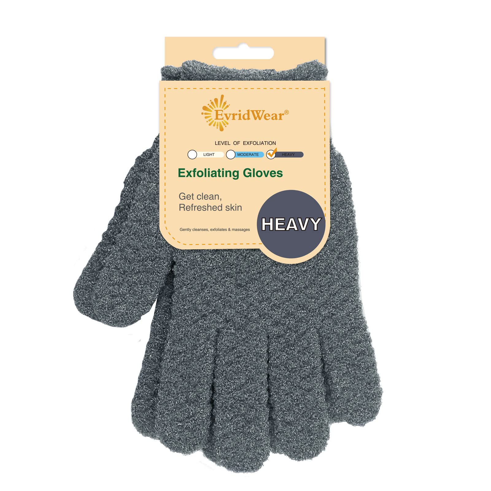 Photo 1 of WHITE Evridwear Exfoliating Dual Texture Bath Gloves for Shower, Spa, Massage and Body Scrubs, Dead Skin Cell Remover, Gloves with Hanging Loop (1 Pair Heavy Glove)