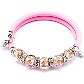 Original Murano Glass Bracelet Handmade In Italy Memory Wire Lampwork Beads Cuff Rose