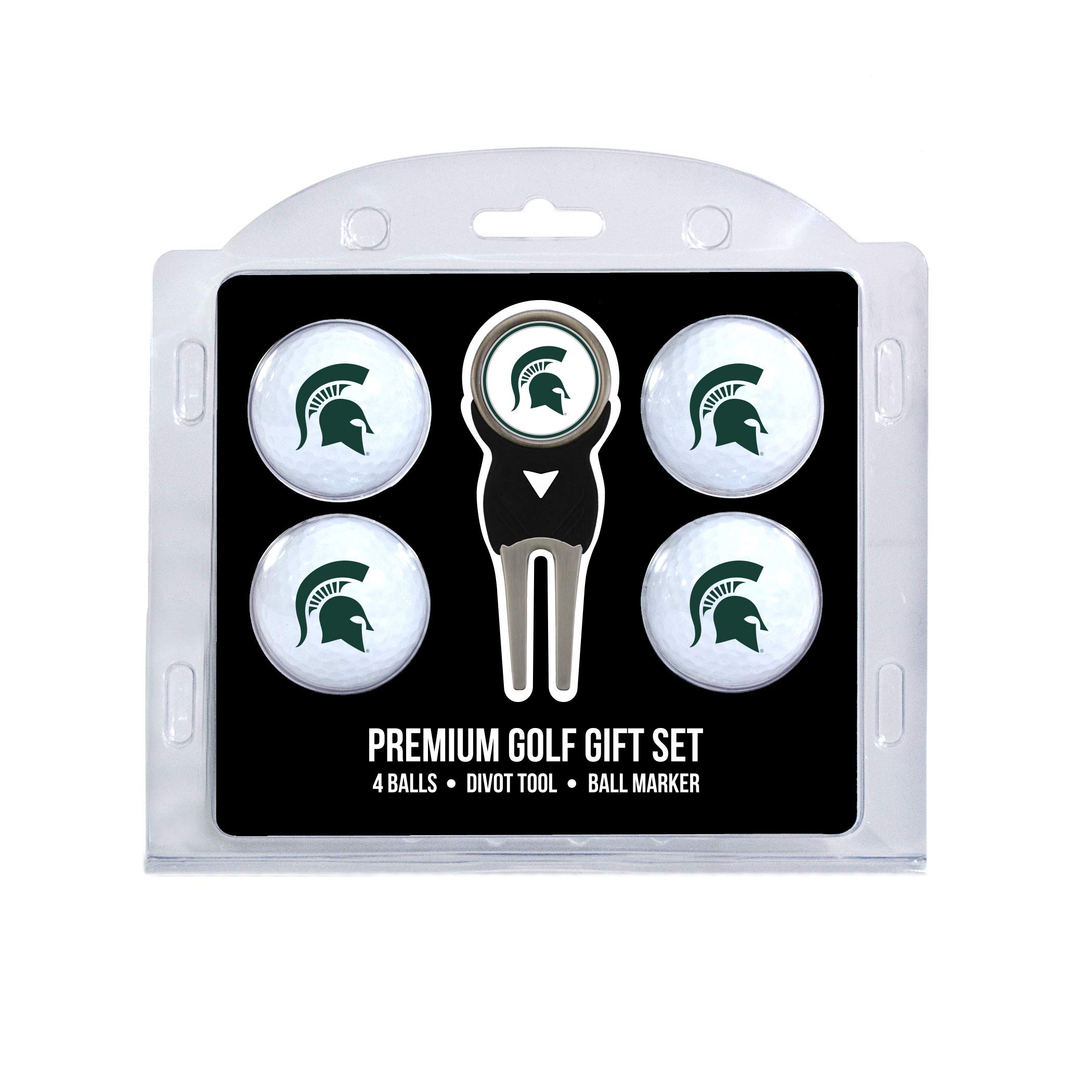 Team Golf NCAA Michigan State Spartans Regulation Size Golf Balls (4 Count) & Divot Tool with Removable Double-Sided Magnetic Marker