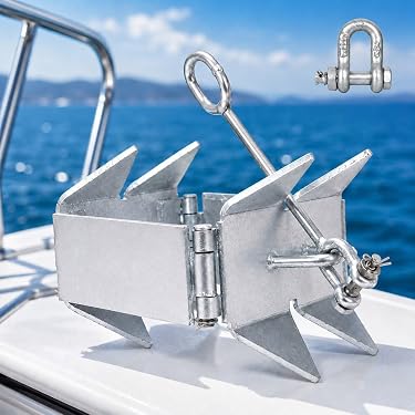 FUCNEN Box Boat Anchor 13LBS, Galvanized Folding Boat Anchor, Double Sided Slide Anchor for Pontoon Fishing and Cabin Cruiser : Sports & Outdoors