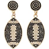 Shining Football Rhinestone Beaded Earrings Colorful Sports Lover Football Earrings for Women Jewelry(F)