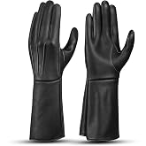 Medieval Gauntlet Gloves &ndash; 100% Sheepskin Leather &ndash; Handmade Black Long Cuff Armor Gloves &ndash; Renaissance, LARP, Cosplay