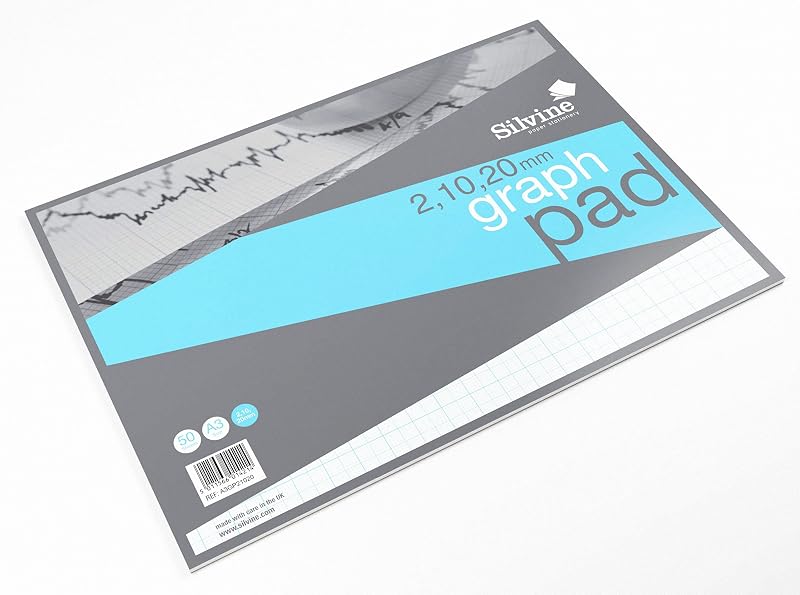Silvine A3 Professional Graph Paper Pad 50 Sheets 2 10 20mm Graph