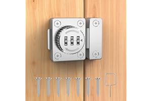 I-EASYDWW Combination Cabinet Latch, Keyless Drawer Lock, Easy to Install, Suitable for Kitchen Cabinet, Office Drawer, Wooden Furniture, One-Way Door, Etc (Silver, 1 Pack)