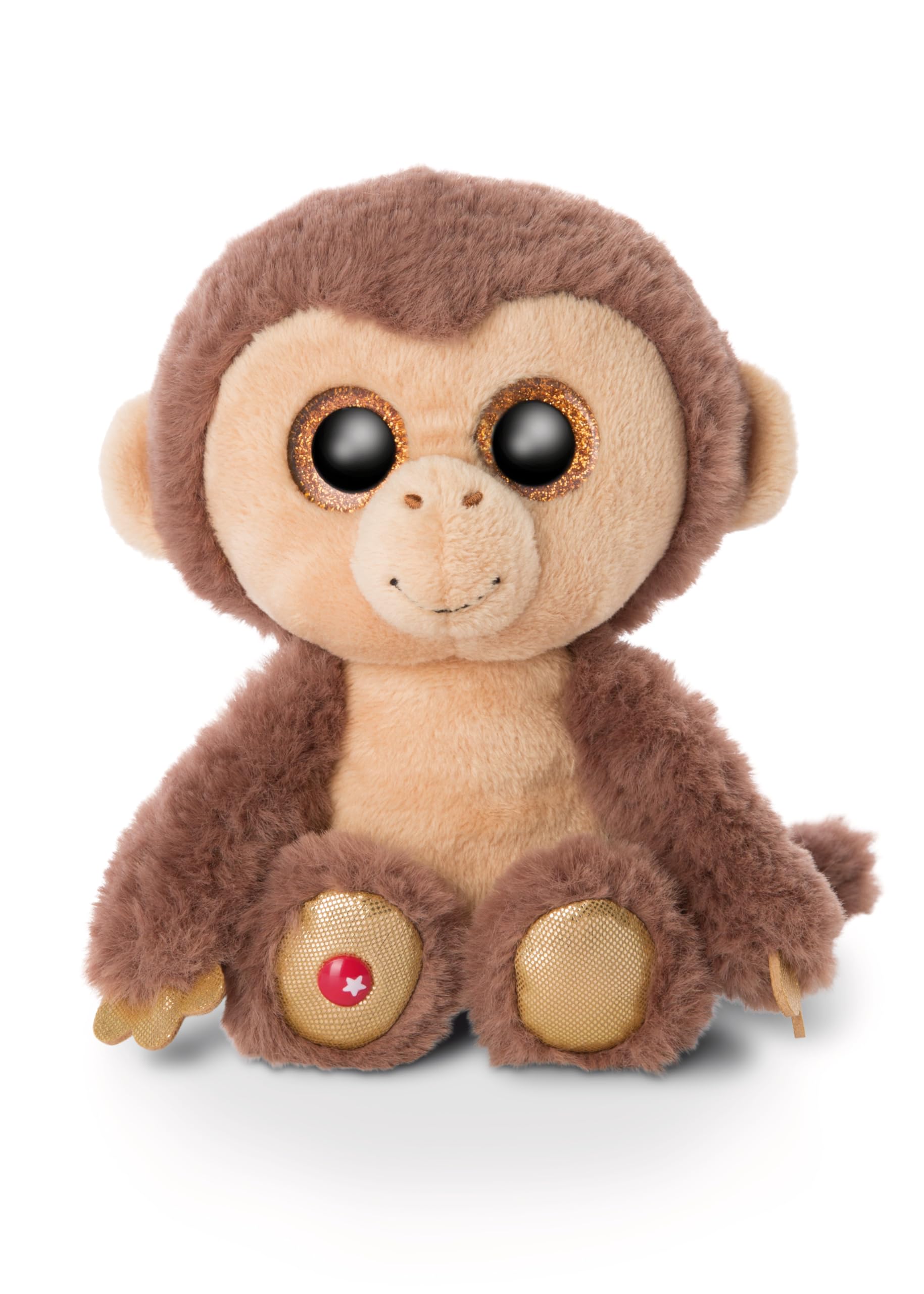 NICI 46945 safari Original – Glubschis Monkey Hobson 15 cm – Cute Cuddly Toys – Fluffy Stuffed Big Glittery Eyes – Plush Zoo Animals to Cuddle & Play, Brown/Beige
