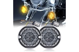 AUDEXEN 3-1/4 Inch Front Led Turn Signal Flat Smoke Lens 1157 Base Amber Lamp Compatible with Harley Motorcycle Road Glide Road King Softail Ultra Classic Ultra Limited Electra Glide