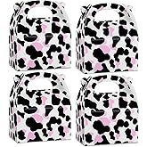 TaoBary 24 Pcs Cow Party Favor Treat Boxes Farm Animal Pink Cow Print Paper Gift Birthday Goodie Box for Girls Pink Farm Animal Birthday Wedding Baby Shower Party Supplies Decor(24 Pcs)
