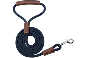4/5/6 FT Heavy Duty Nylon Rope Dog Leashes with Comfortable and Durable Leather Handles, Dog Leash Using Strong Nylon Rope fo