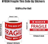 HYBSK 3x5 Inch Handle with Care Fragile Shipping Stickers Adhesive Labels 100 view 4