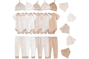 Ecojoy Baby Short Sleeve Jumpsuit Essentials Infant Clothing Set 20-Piece for Boys and Girls