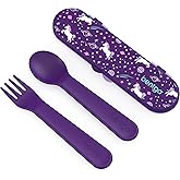 Bentgo Kids Utensil Set - Reusable Plastic Fork, Spoon & Storage Case - BPA-Free Materials, Easy-Grip Handles, Dishwasher Safe - Ideal for School Lunch, Travel, & Outdoors (Unicorn)