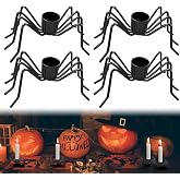 4 Pack Spider Candle Holders, Black Metal Taper Candlesticks | Compatibility 3/4