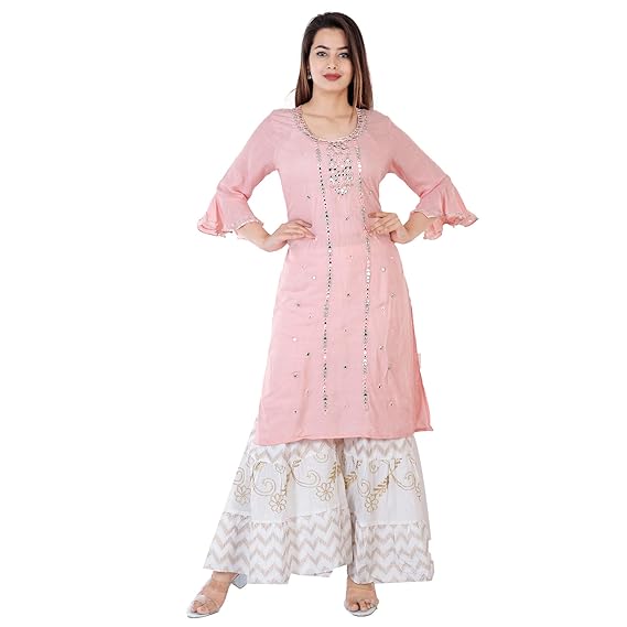 Women's Designer Embrodried Kurta & Palazzo Set