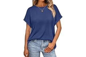 WELINCO Womens Tops Oversized Business Casual Summer Shirts Short Sleeve Clothes Fashion Trendy Outfits Chemises