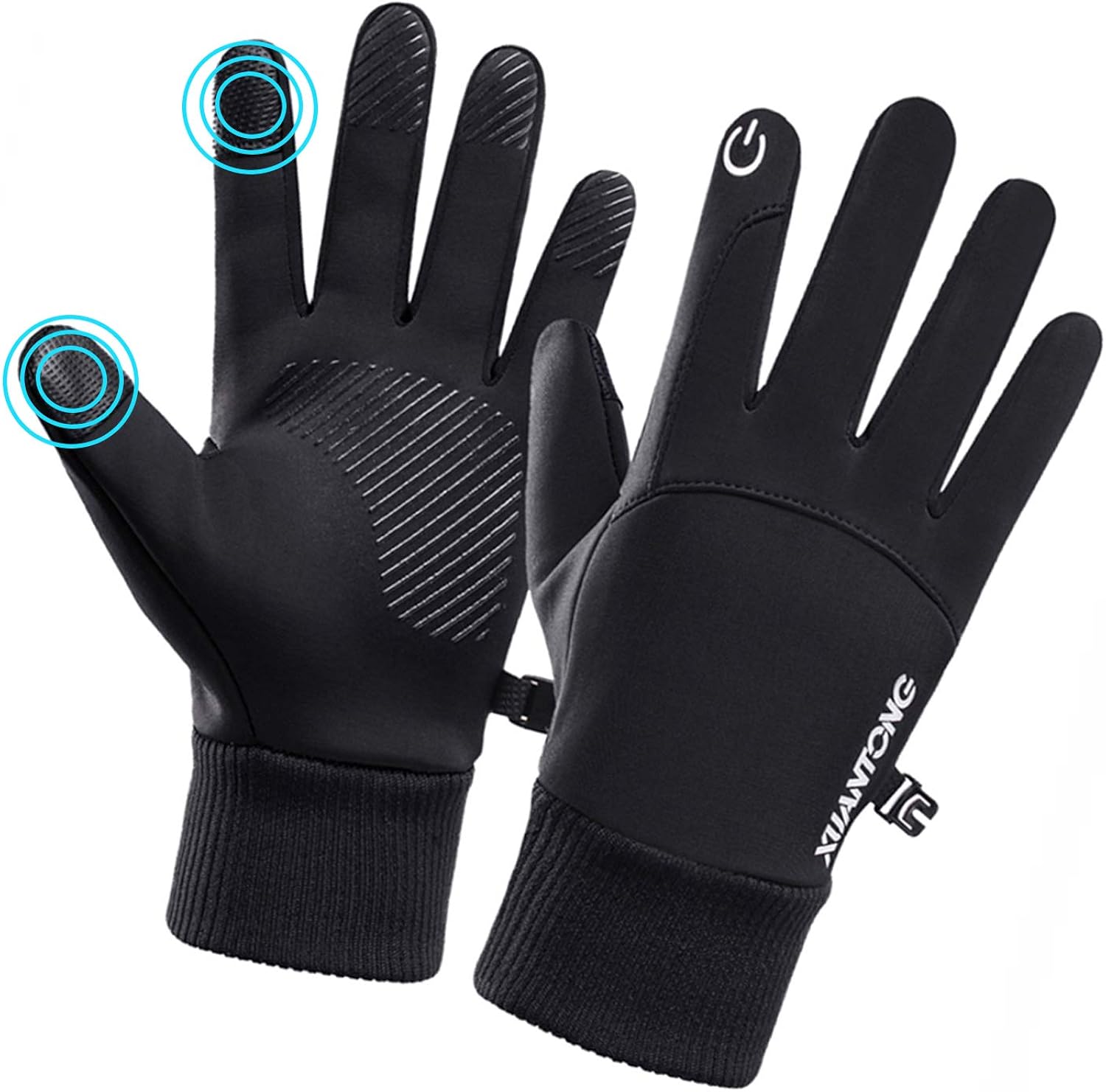 DHSO Waterproof Winter Gloves - Thermal Touchscreen Running Cycling Gloves Men and Women (A1 Black, Medium) : Clothing