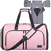 BALEINE Convertible Travel Garment Bag, Travel Suit Bag for Men, 2 in 1 Carry on Garment Bag for Hanging Clothes, Garment Duffel Bag for Travel Business (Pink)