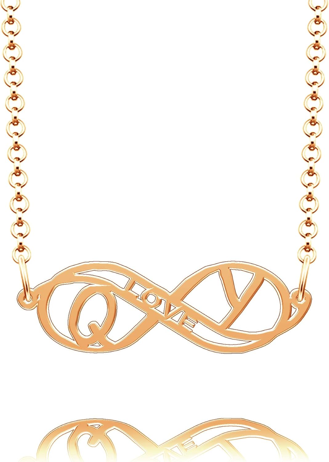 CLY Jewelry Sterling Silver Infinity Script Charm Personalized Initial Name Necklace Gift for Women Girls