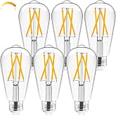 Hizashi Edison Bulbs Dimmable, E26 LED Bulb 60 Watt Warm White, 6 Pack | 95+ CRI, 700LM, UL Listed, Warm White 2700K, 6W LED Light Bulbs, Vintage Light Bulbs, Glass Clear Light Bulbs