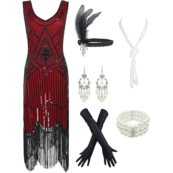 Amazon.com: FAIRY COUPLE 1920s Sequined Embellished Tassels Hem Flapper  Dress D20S002(M,Green Black) : Clothing, Shoes & Jewelry