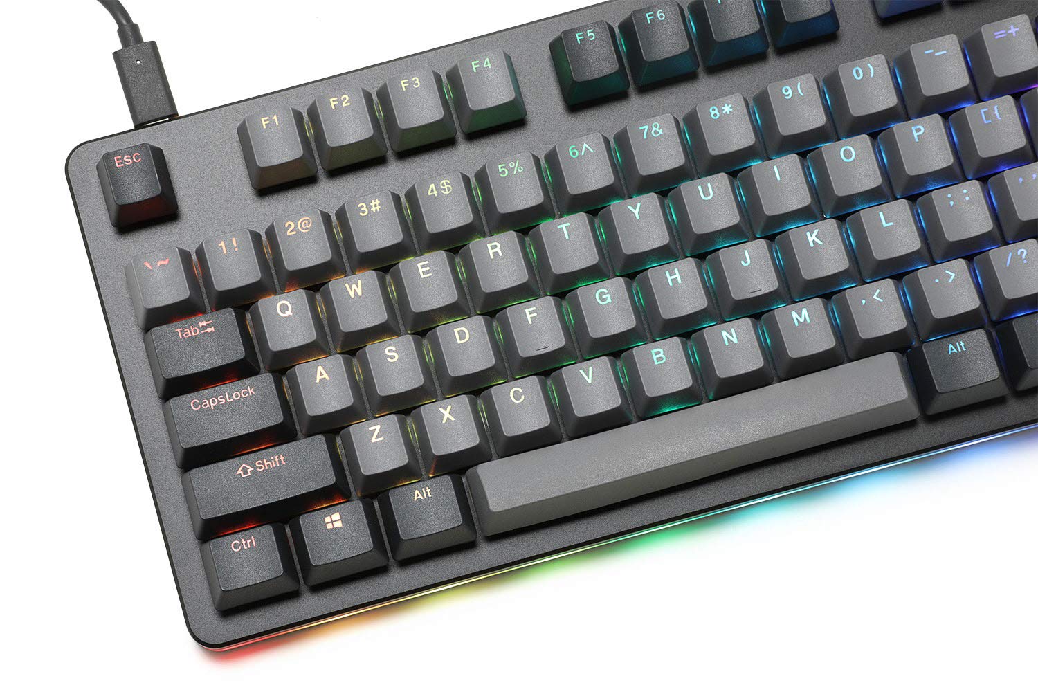 DROP CTRL Mechanical Keyboard — Tenkeyless TKL (87 Key) Gaming Keyboard, Hot-Swap Switches, Programmable Macros, RGB LED Backlighting, USB-C, Doubleshot PBT, Aluminum Frame (Halo Clear, Black)