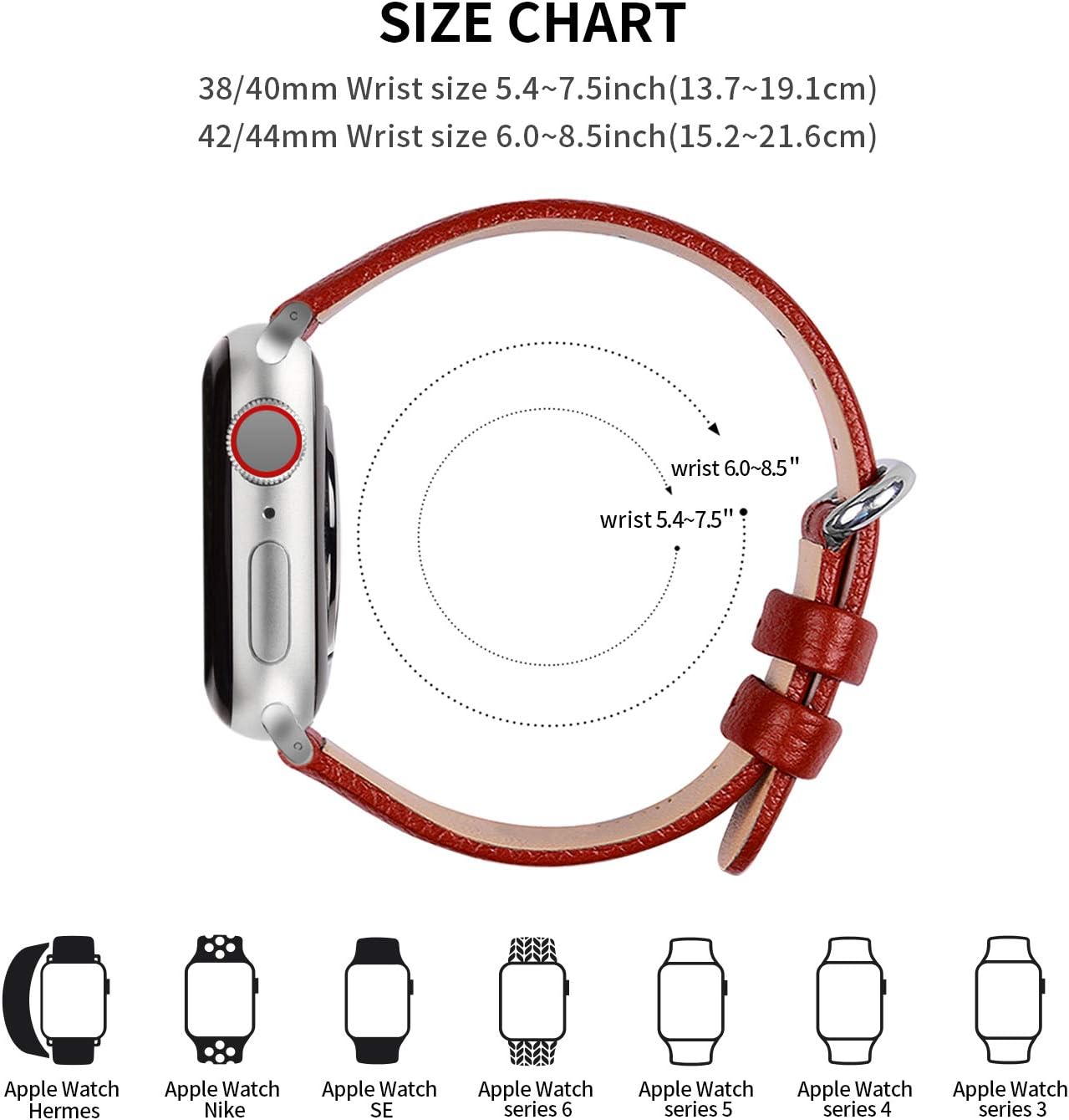 Fullmosa Leather Strap Compatible with Apple Watch Strap 44mm 45mm 46mm 49mm,Leather Strap Compatible with iWatch Ultra 3/2/1 Series 11 10 9 8 7 SE3 SE2 SE 6 5 4,Red - Image 5