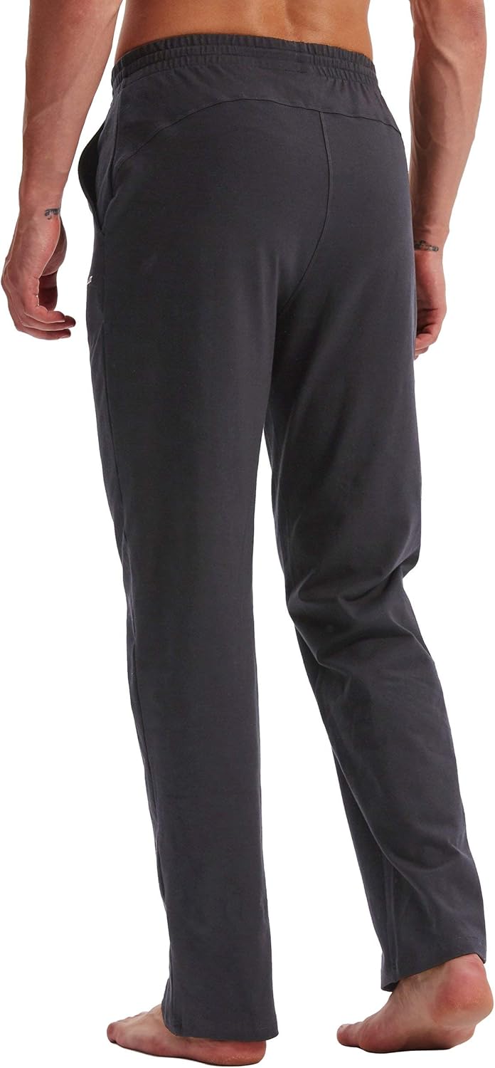 Willit Men's Cotton Yoga Sweatpants Open Bottom Joggers Straight Leg Running Casual Loose Fit Athletic Pants with Pockets : Clothing