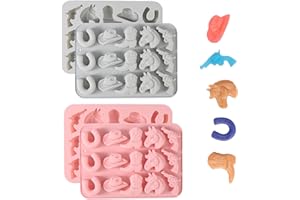 2pcs Cowboy Chocolate Molds, Silicone Western Party Baking Molds with Cowboy Hat Cowgirl Boot Horse Saddle Gun Shape Western 