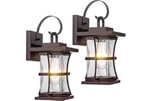 FRELII 2 Packs Outdoor Wall Light, Oil Rubbed Bronze Exterior Light Fixture Waterproof Porch Sconces Wall Mounted Lighting, Anti-Rust Rustic Wall Sconce for House Garage, Doorway, Front Door Entryway, E26
