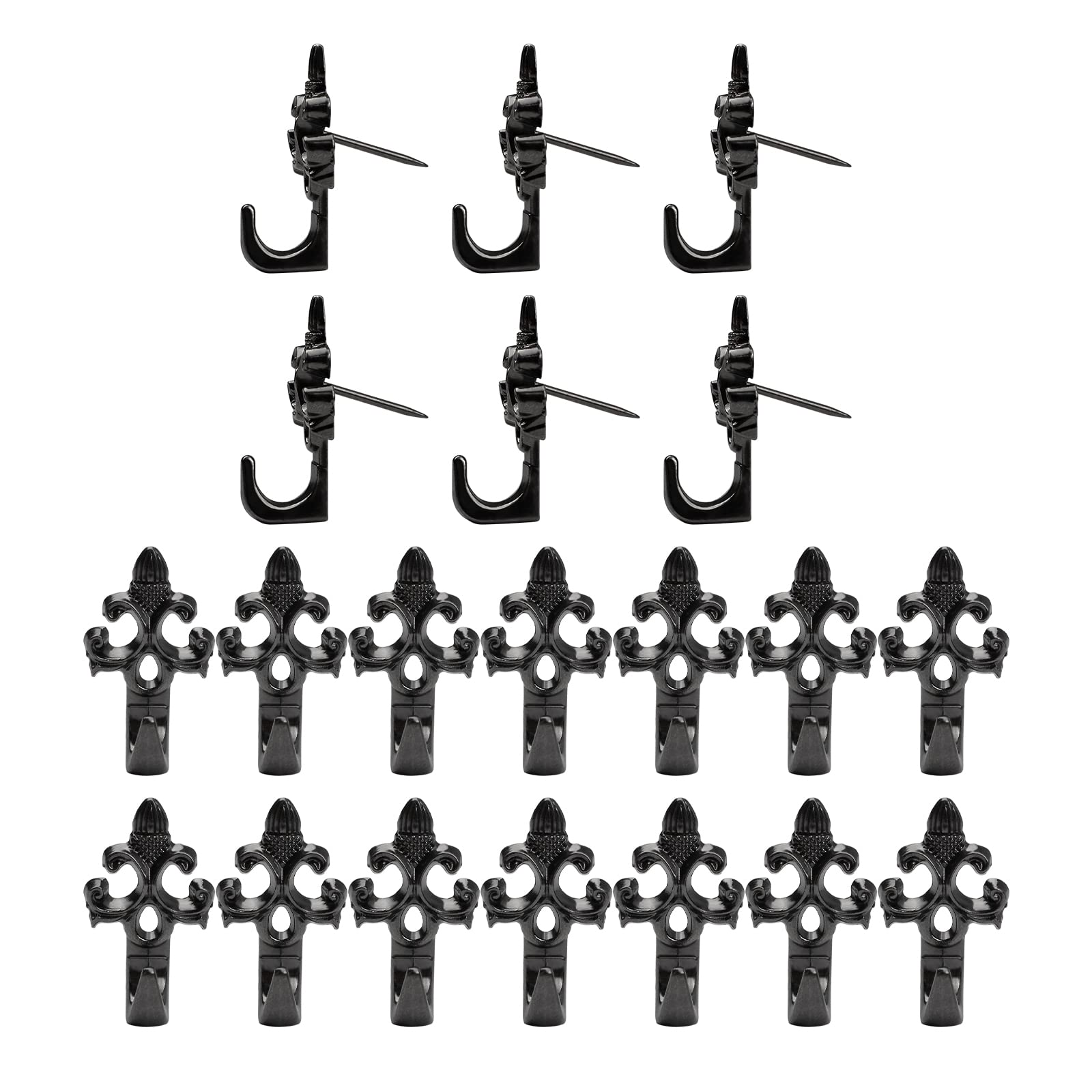 INCREWAY Push Pin Hangers, 20Pcs Metal Picture Hanging Hook Pin Plant Shape Push Pin Hanger Decorative Thumbing Tacks for Hanging Pictures Bulletin Board Hooks for Wall Hanging, Black