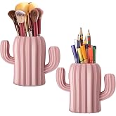 Cute Pink Cactus Pen Holder for Desk - 2 PCS Pen Organizer with Cactus Storage Containers