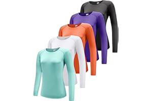 Boyzn 1, 3 or 5 Pack Women's Short/Long Sleeve T Shirts Quick Dry UPF 50+ Sun Protection Shirt Athletic Exercise Gym T-Shirts