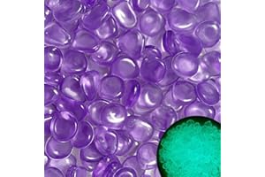 AJUWAA Glow Pebbles, 200 pcs Glowing Rocks, Glow in The Dark Stones for Outdoor Decor, Garden Lawn Yard, Luminous Pebbles for Landscaping, Walkway Pathway, Aquarium Fish Tank Rocks (Star Purple)