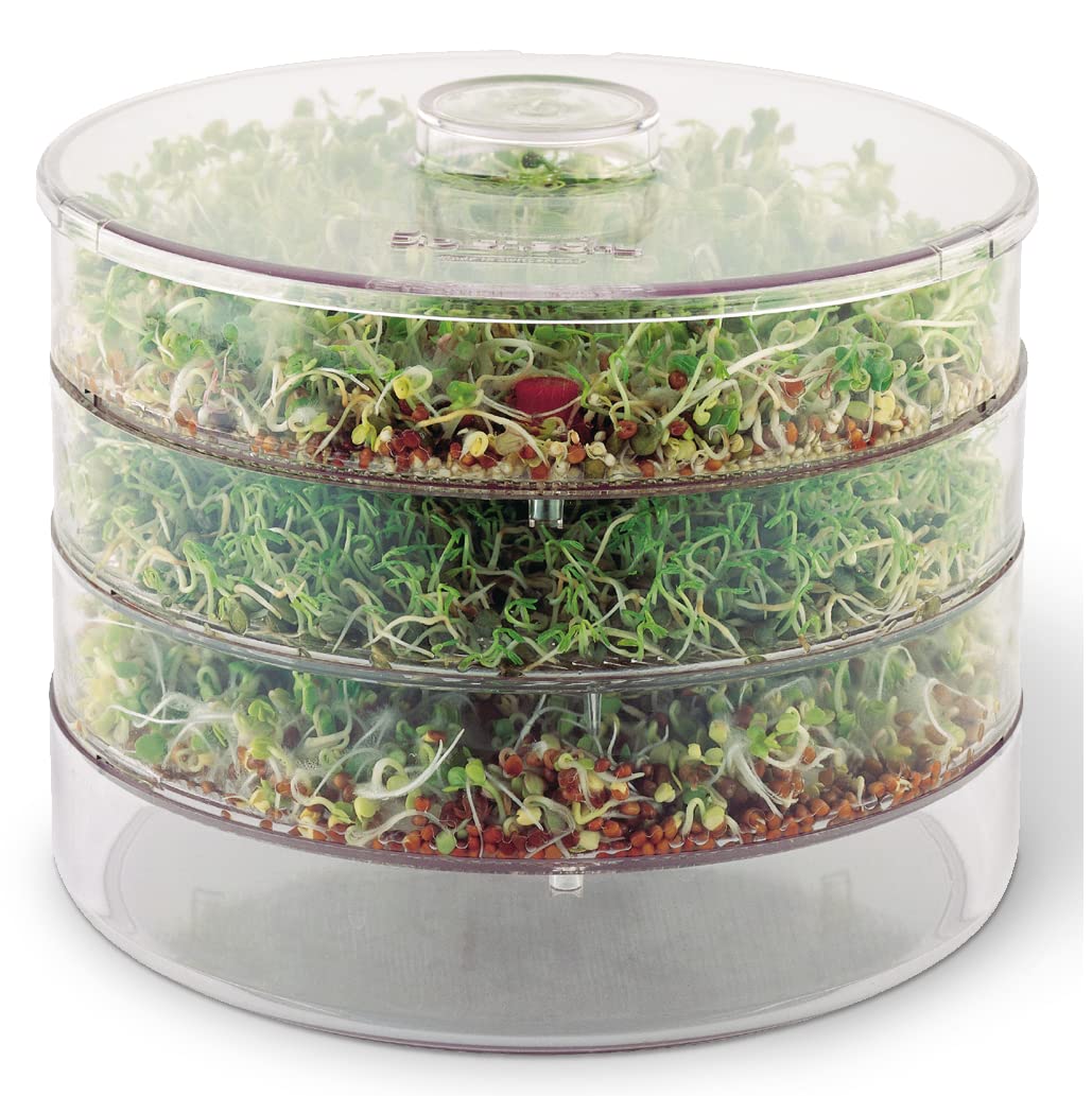 Germinator Rapunzel BioSnacky Large 3-tiers | Consistent Supply of Sprouts | Dishwasher Safe | Approx. 20.5x15cm