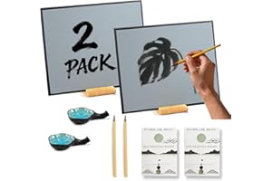 AOVOA 2 Pack Buddha Zen Drawing Board - Zen Water Drawing Board with Drawing Breathing Instruction for Meditation, Relaxing and Mindfulness Practice - Unique Gifts