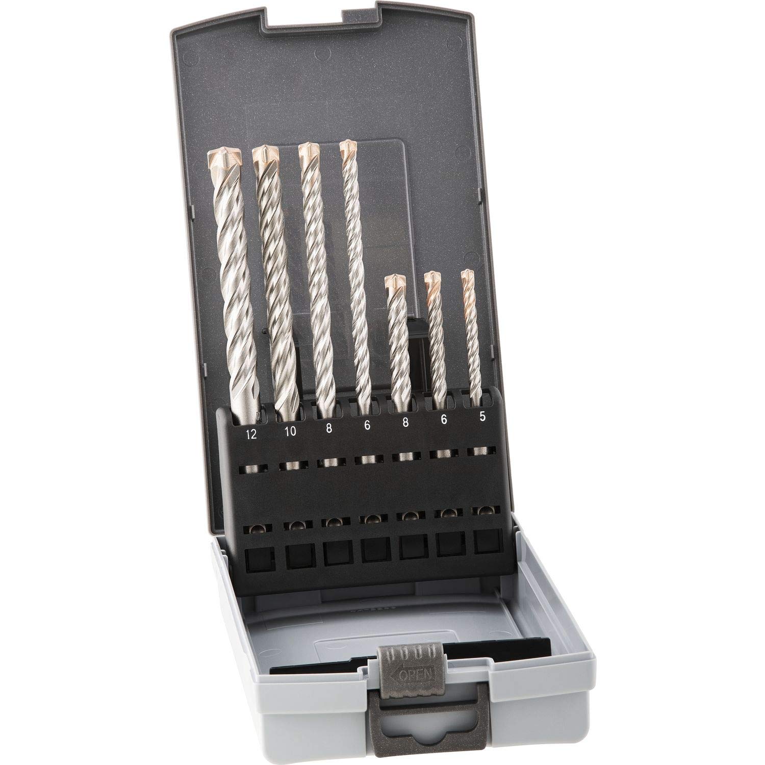 ALPEN Force X KP 0080501007100 Drill Cassette Set 7 Pieces Diameter 5.00-12.00 mm 4 Solid Carbide Blades SDS + High-Performance Drill Assortment