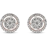 SAVEARTH DIAMONDS 1/2 ct. t.w Round Cut Lab Created G-H Color Moissanite Diamond Halo Stud Earrings In 14k Gold Over Sterling Silver Jewelry For Women Engagement, (0.50 Cttw, VVS1 Clarity)