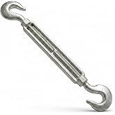 Heavy Duty 1/2" x 6" Inch Hook and Hook Turnbuckle, Galvanized Carbon Steel Tensioner, 1500 lbs Working Load Limit, Weatherproof Wire Rope Strainer for Sun Shade Sail, Cable Fence&amp; Industrial Rigging