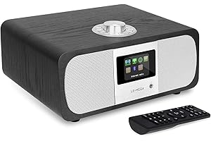 LEMEGA M3P WiFi Smart Radio,Internet Radio,FM Digital Radio,Spotify Connect,Bluetooth Speaker,Stereo Sound,Wooden Box,Headphones-Out,AUX-in,40 Presets,Dual Alarms Clock,Remote and App Control - Black