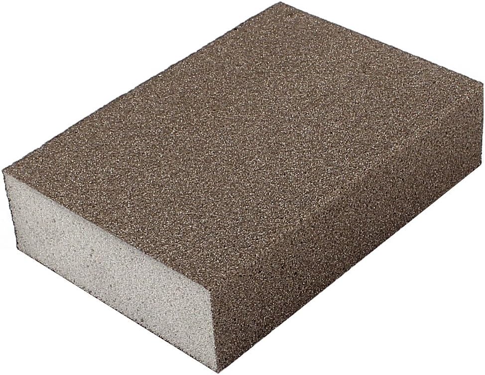 Rectangle Fine Sanding Grinding Sponge Block Brown 100mm x 70mm x 25mm