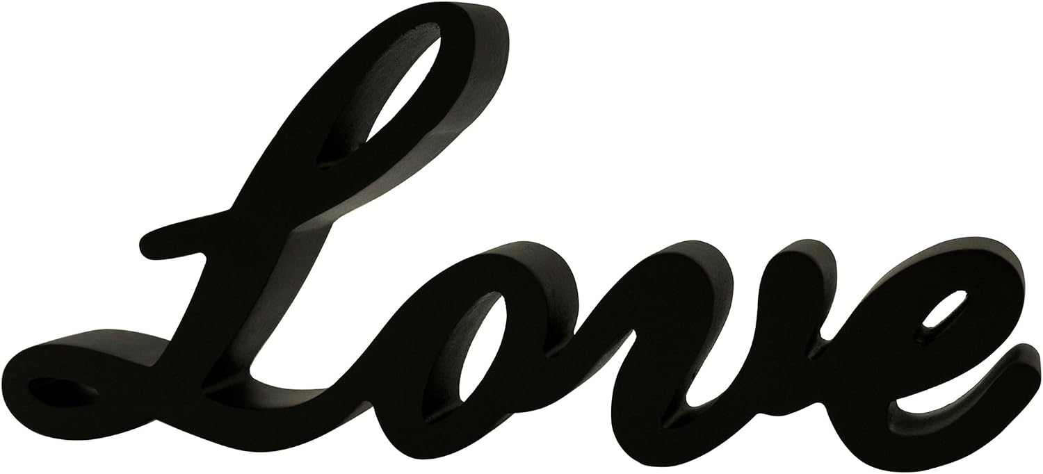CVHOMEDECO. Black Wooden Words Sign Free Standing "Love" Desk/Shelf/Home Wall/Office Decoration Art, 10.25 x 4.5 x 1 Inch